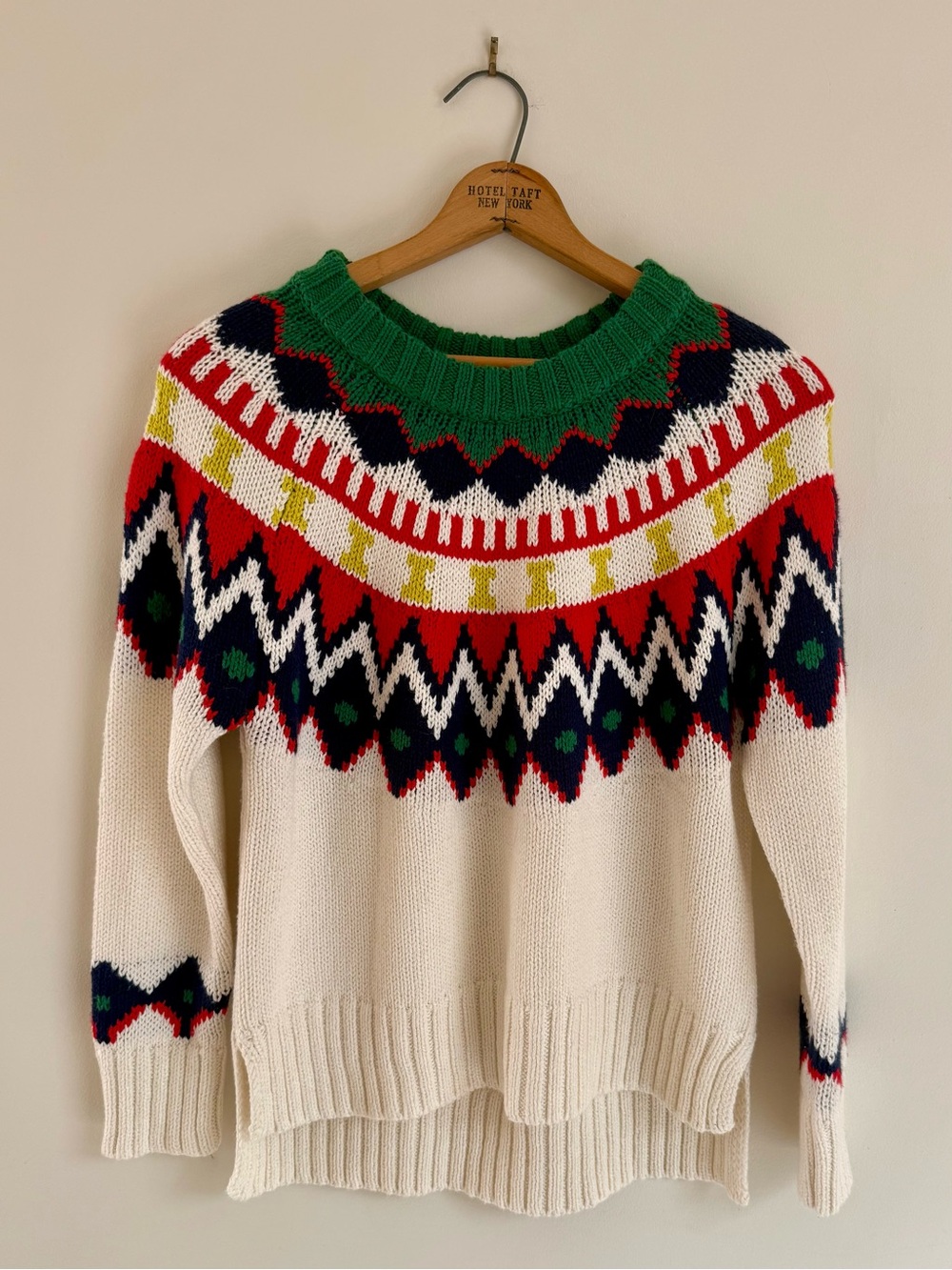 NWT aerie Fair Isle Yoke Ski Sweater Green Multicolor Holiday Nordic Size S - Picture 2 of 5